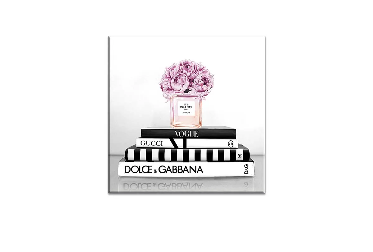 Fashion Books with Chanel Perfume 2 | Fashion Canvas Wall Art Print