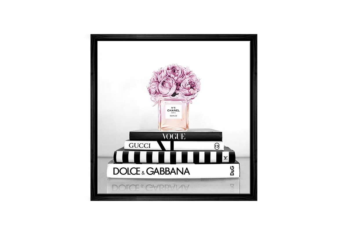 Fashion Books with Chanel Perfume 2 | Fashion Canvas Wall Art Print