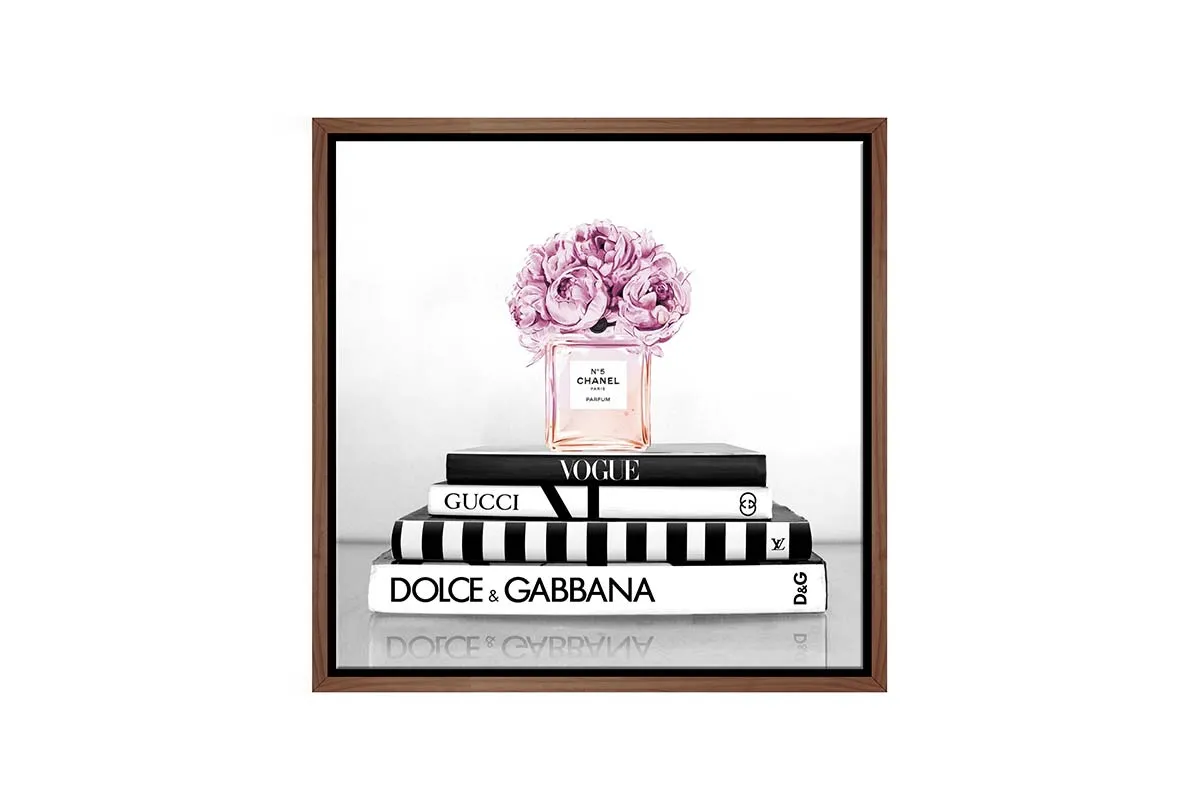 Fashion Books with Chanel Perfume 2 | Fashion Canvas Wall Art Print