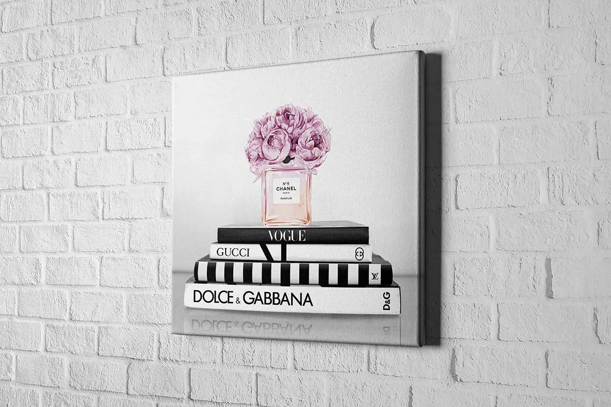 Fashion Books with Chanel Perfume 2 | Fashion Canvas Wall Art Print