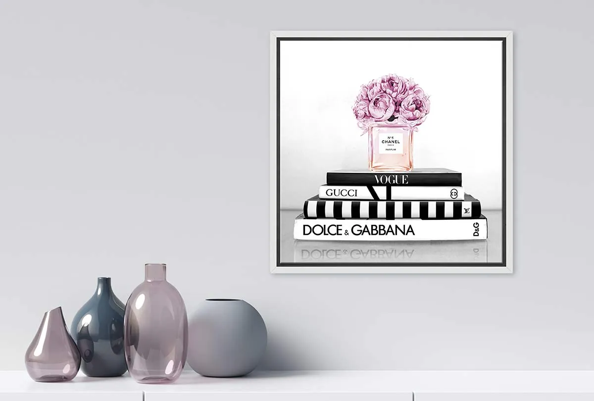 Fashion Books with Chanel Perfume 2 | Fashion Canvas Wall Art Print