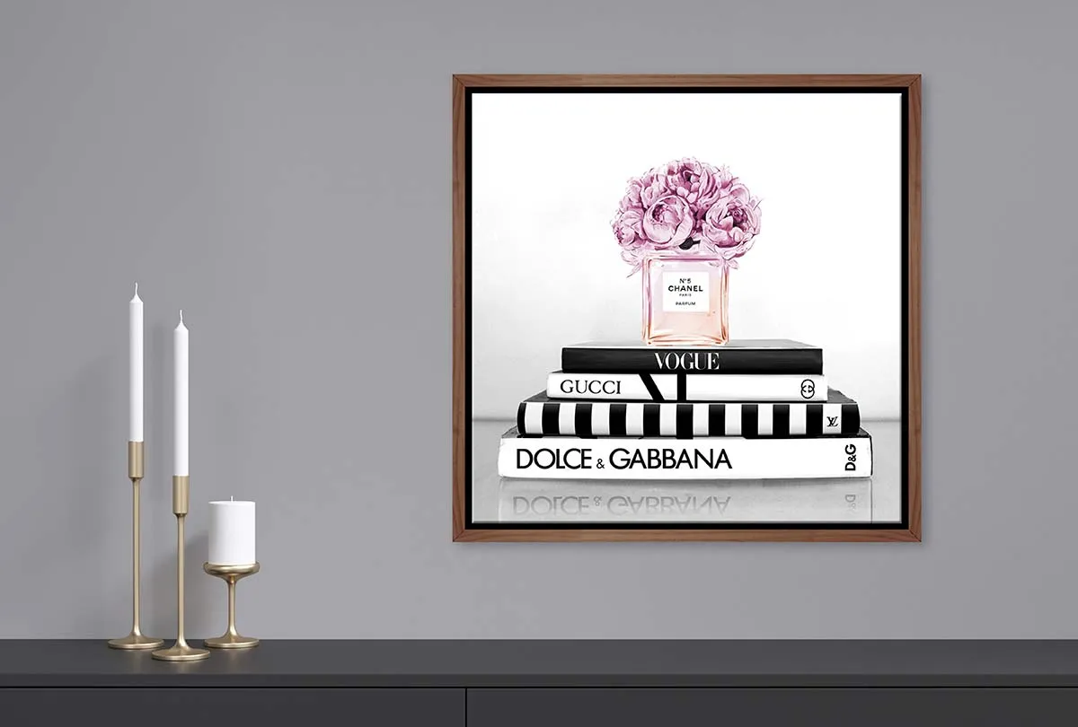 Fashion Books with Chanel Perfume 2 | Fashion Canvas Wall Art Print