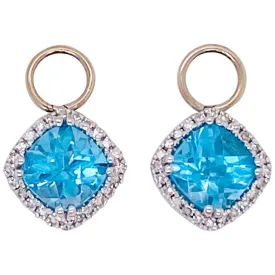 Gemstone & Diamond Halo Cushion Earring Charms