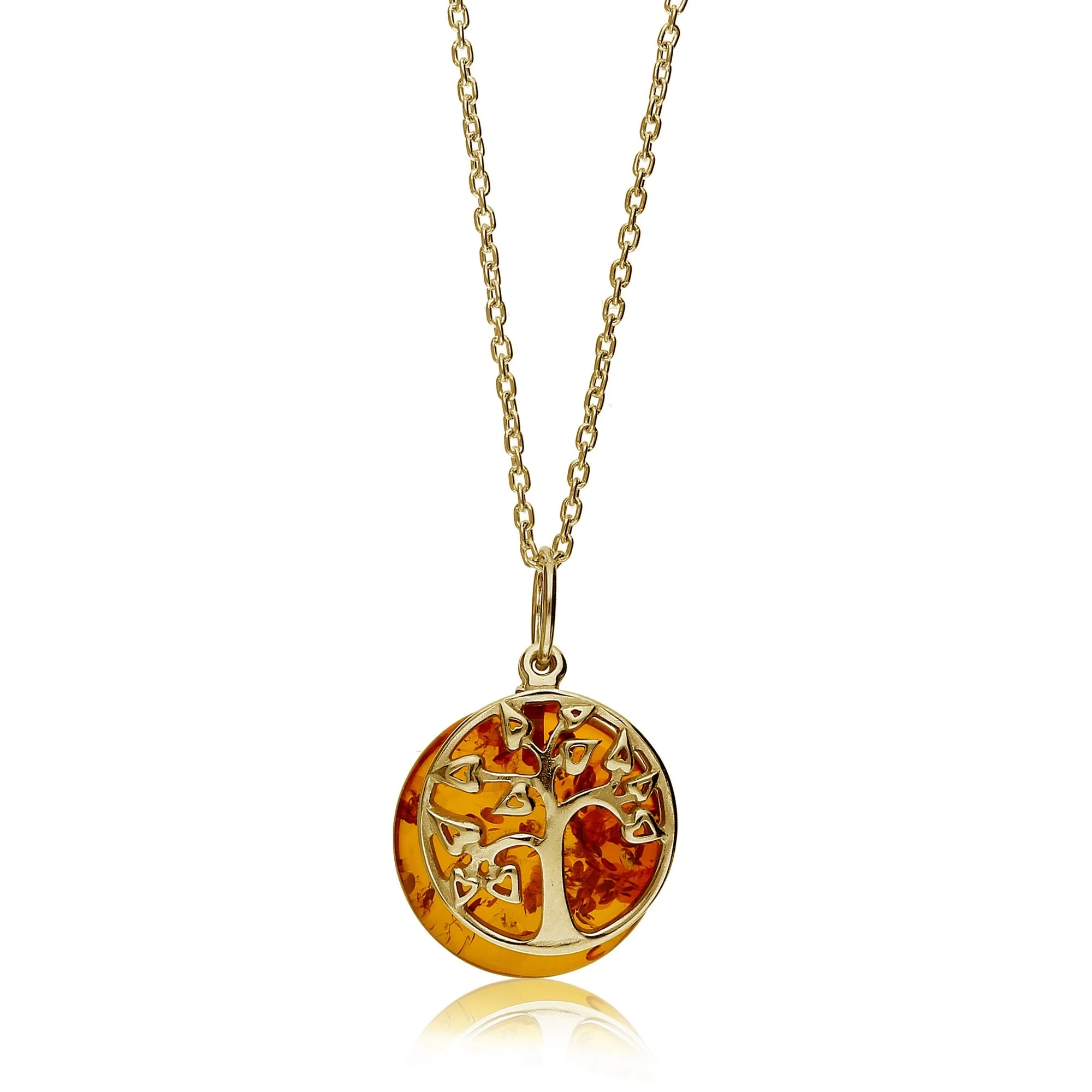 Gold Vermeil Amber Tree of Life Pendant