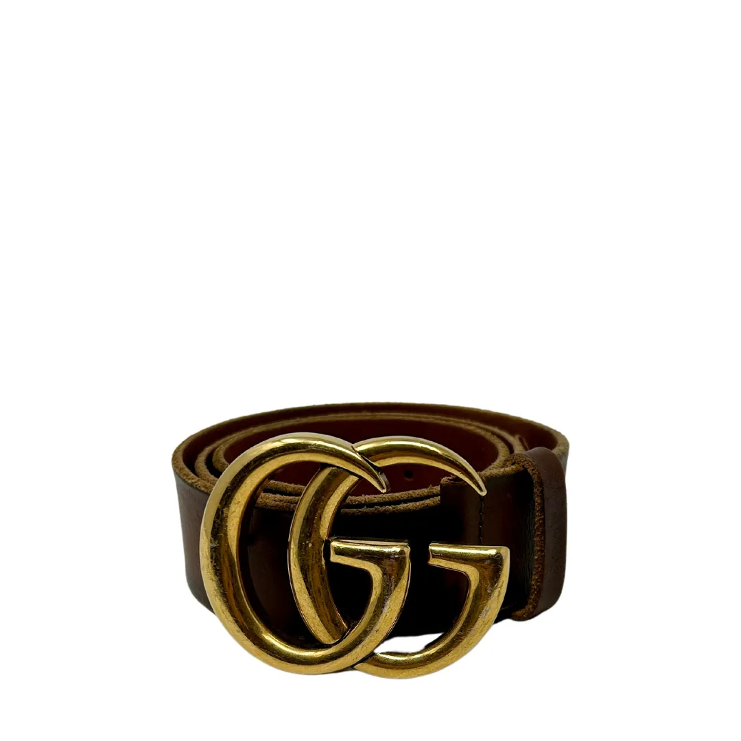 Gucci Distressed Brown 1.5" Marmont Belt - Size 75