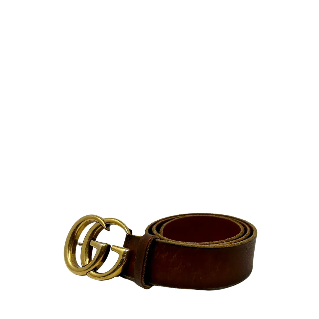 Gucci Distressed Brown 1.5" Marmont Belt - Size 75