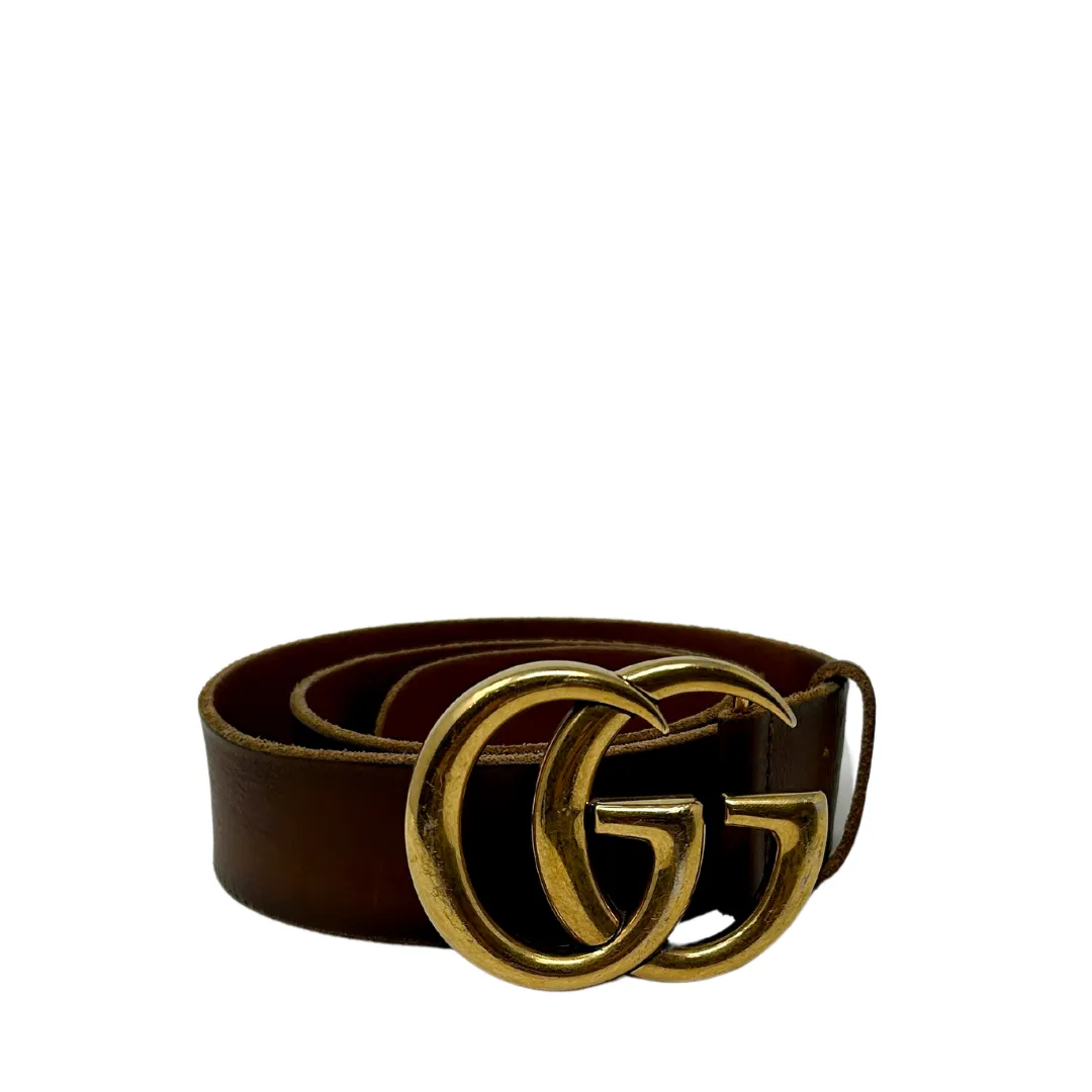 Gucci Distressed Brown 1.5" Marmont Belt - Size 75