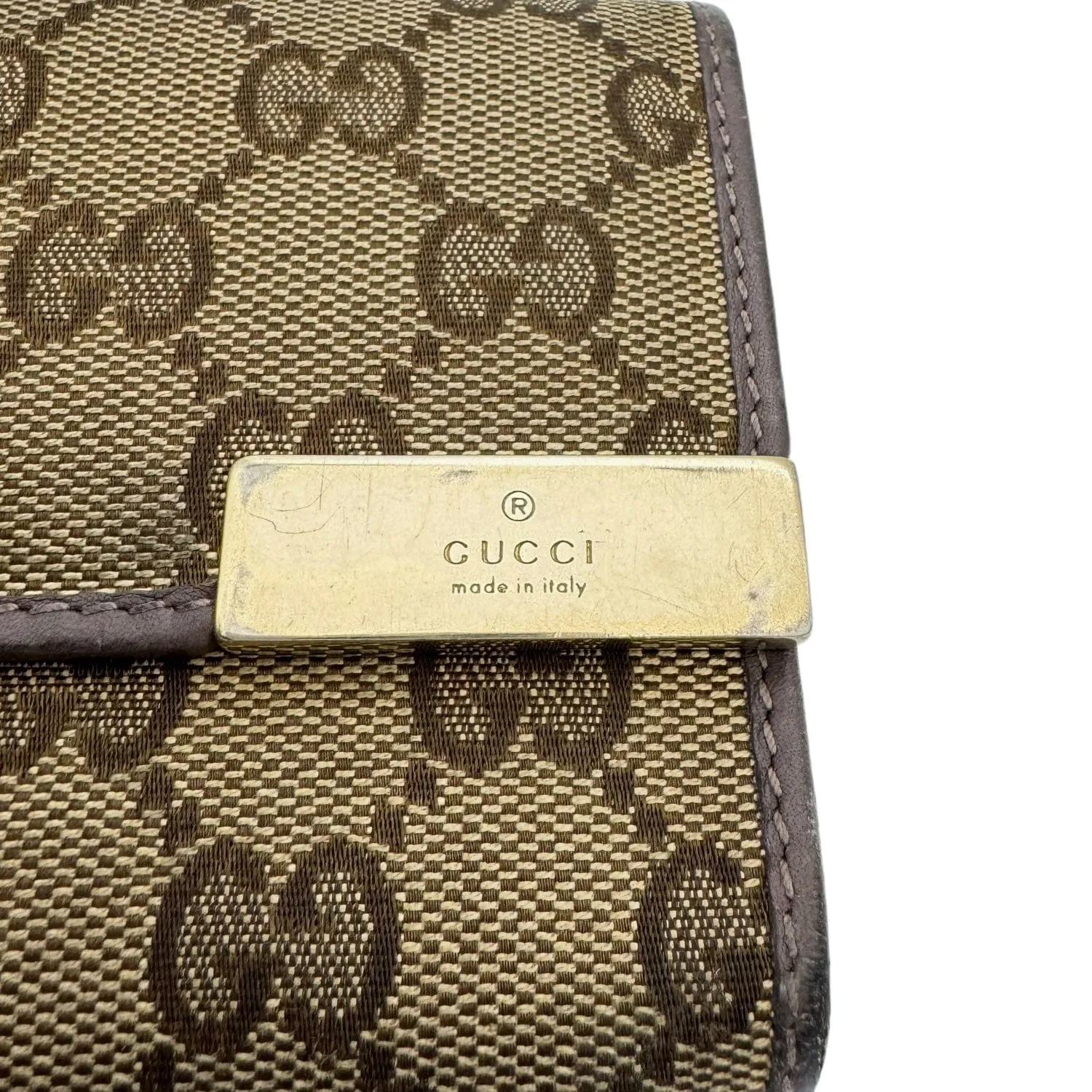 GUCCI GG Monogram Canvas & Leather Long Wallet - Brown & Camel