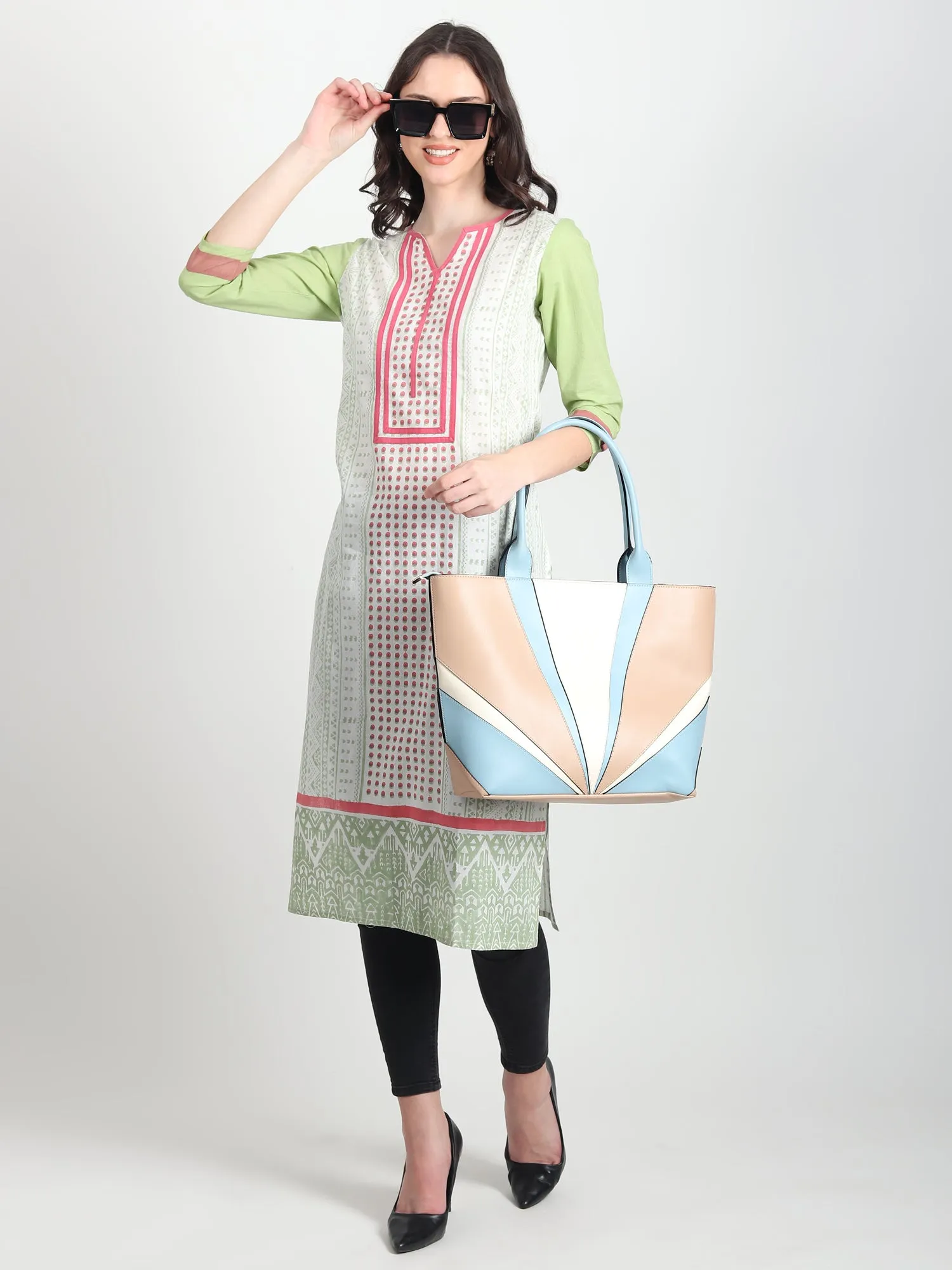 HADES Hand Block Printed Straight Kurti Geometric Motifs