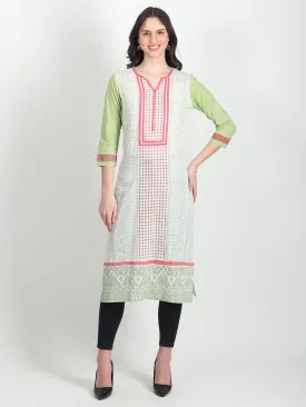 HADES Hand Block Printed Straight Kurti Geometric Motifs