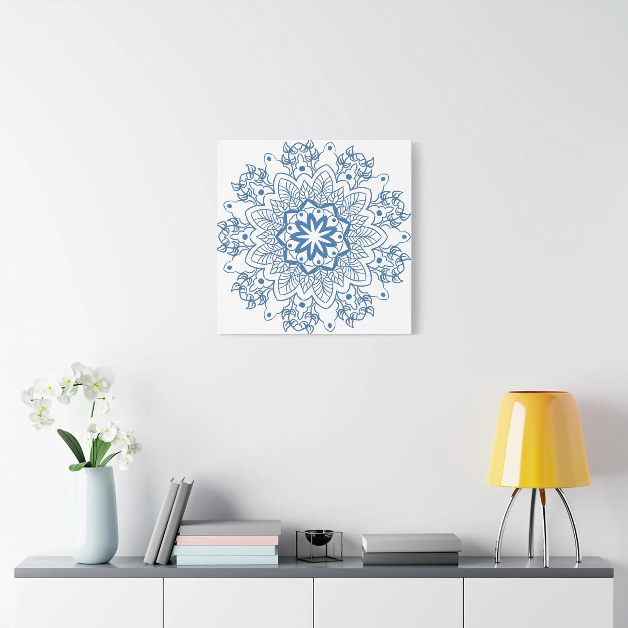 Handmade Mandala Art - Steel Blue - Matte Canvas - 1.25