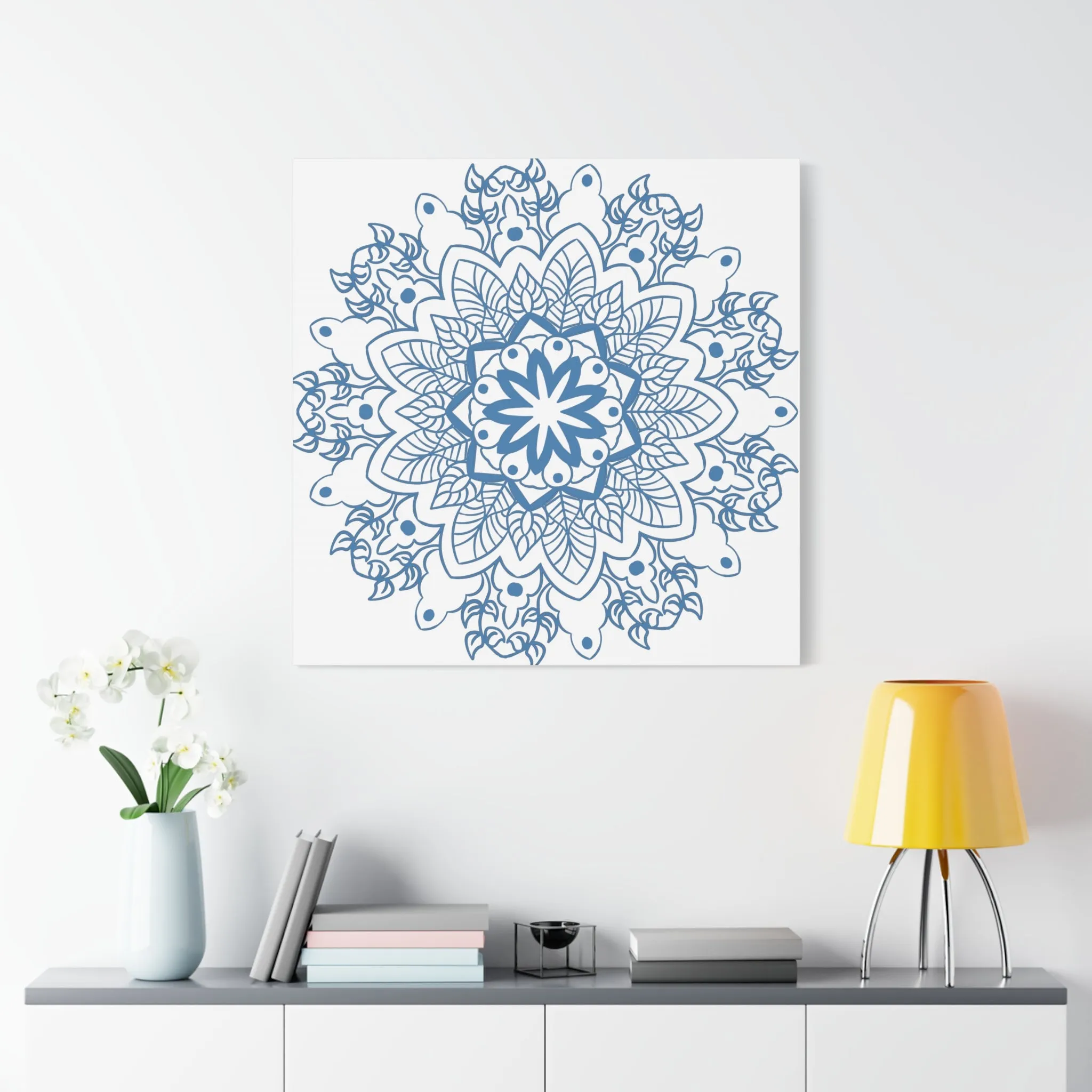 Handmade Mandala Art - Steel Blue - Matte Canvas - 1.25