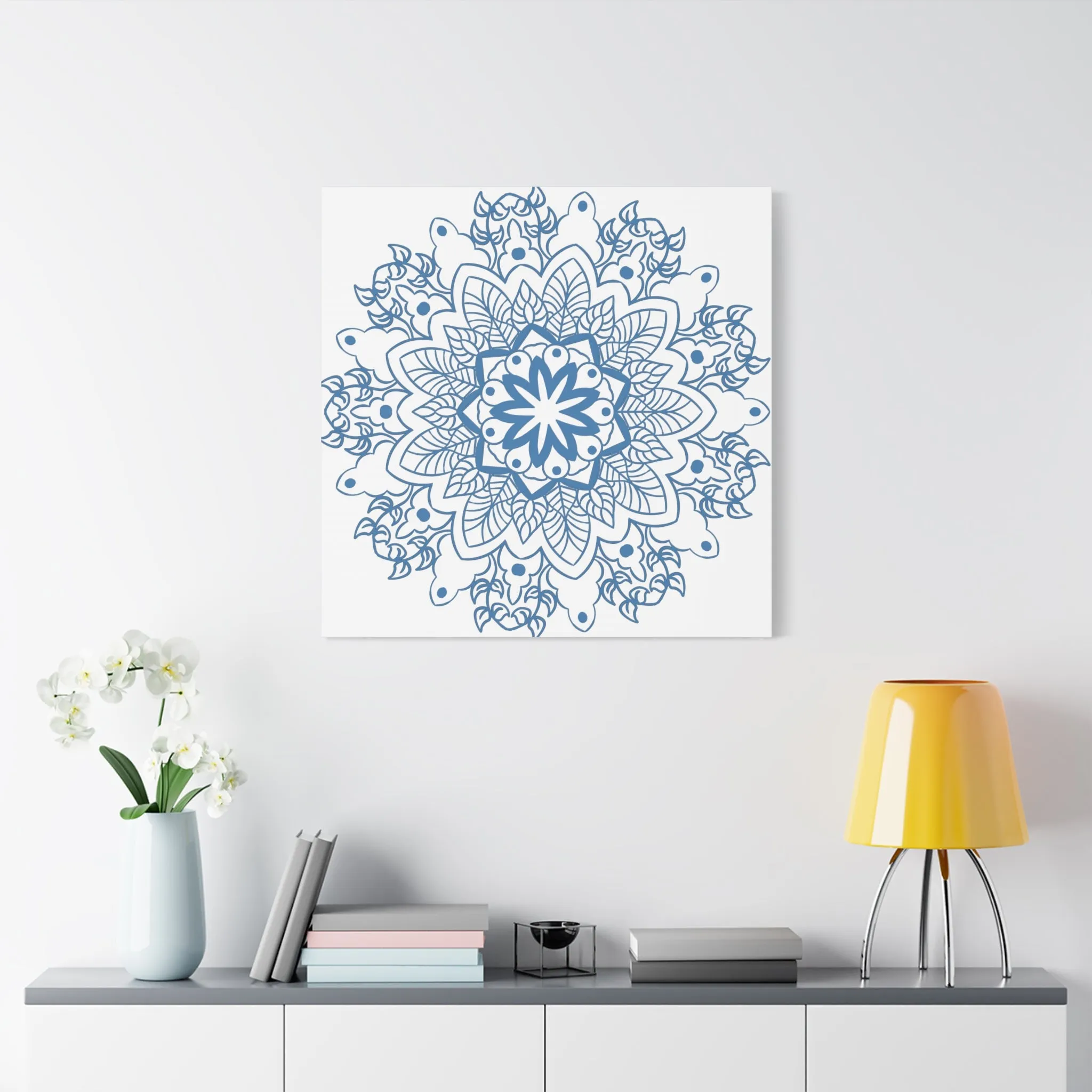 Handmade Mandala Art - Steel Blue - Matte Canvas - 1.25