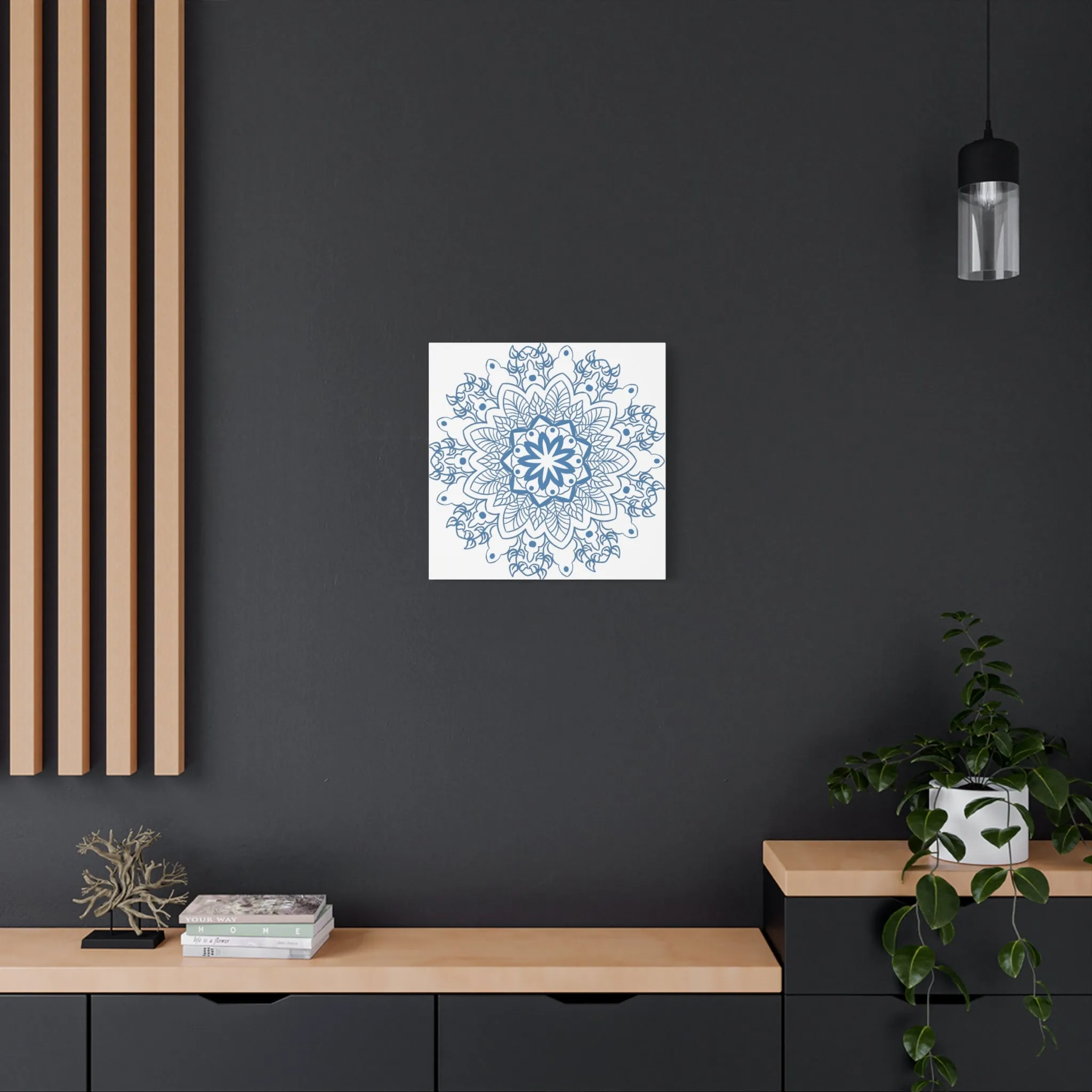 Handmade Mandala Art - Steel Blue - Matte Canvas - 1.25