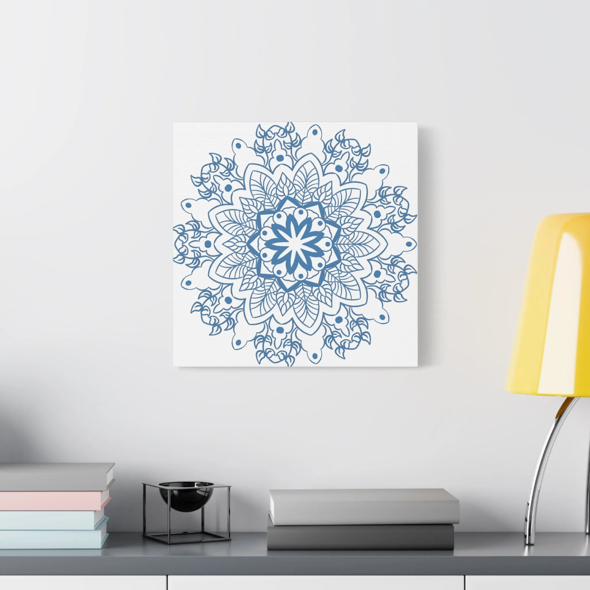 Handmade Mandala Art - Steel Blue - Matte Canvas - 1.25