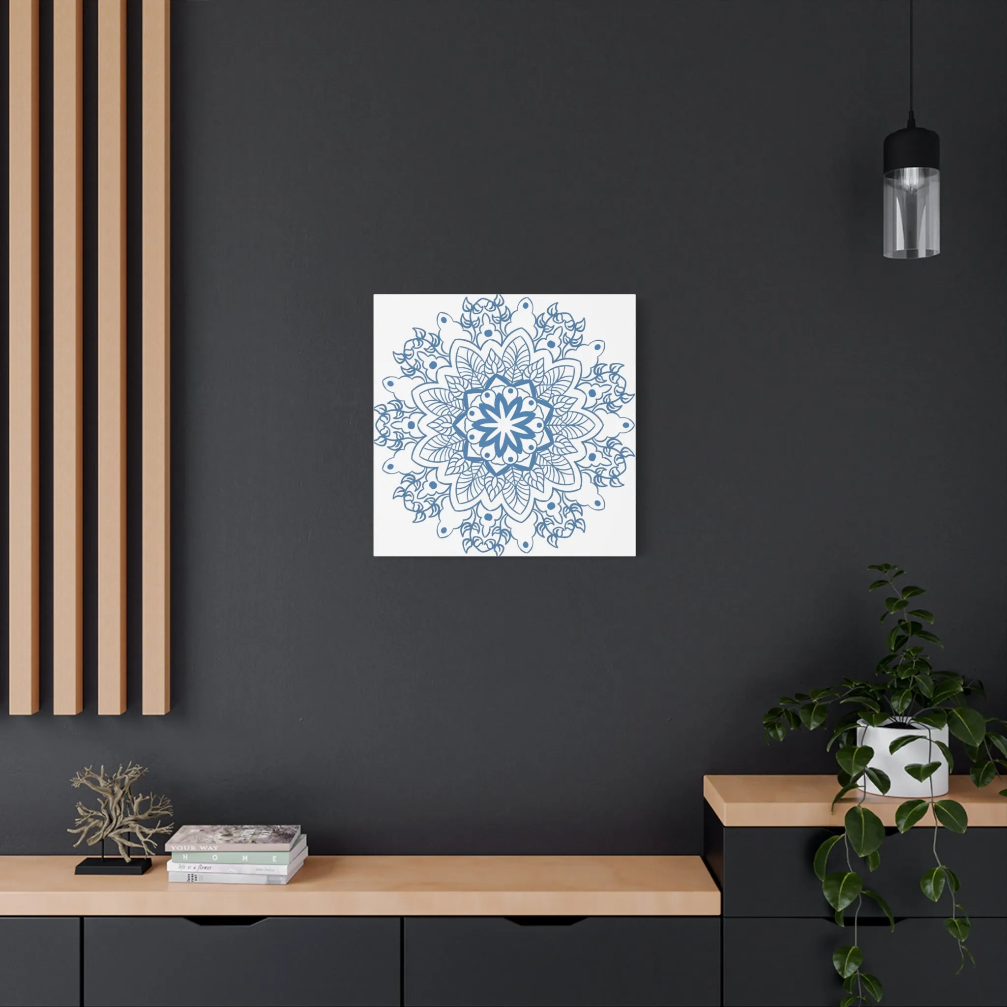 Handmade Mandala Art - Steel Blue - Matte Canvas - 1.25