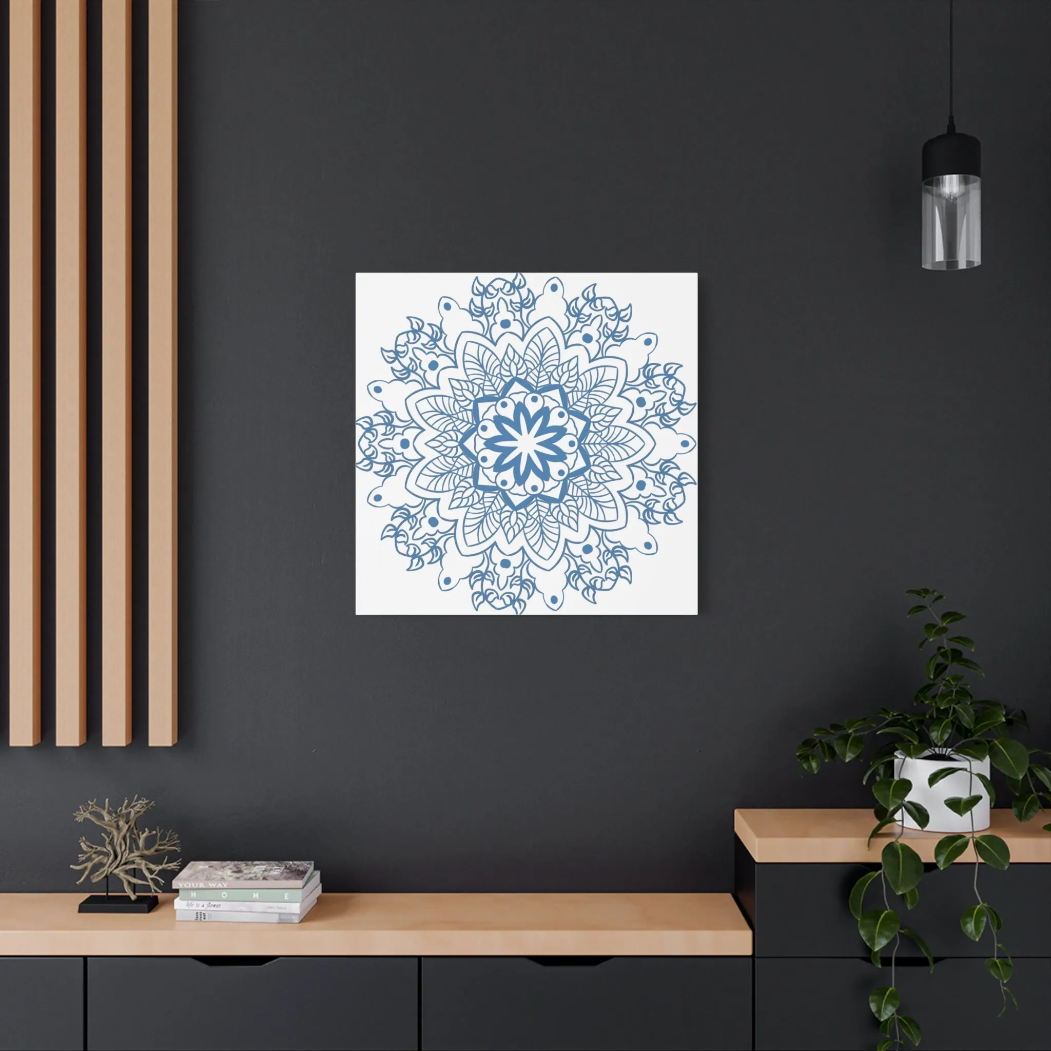 Handmade Mandala Art - Steel Blue - Matte Canvas - 1.25