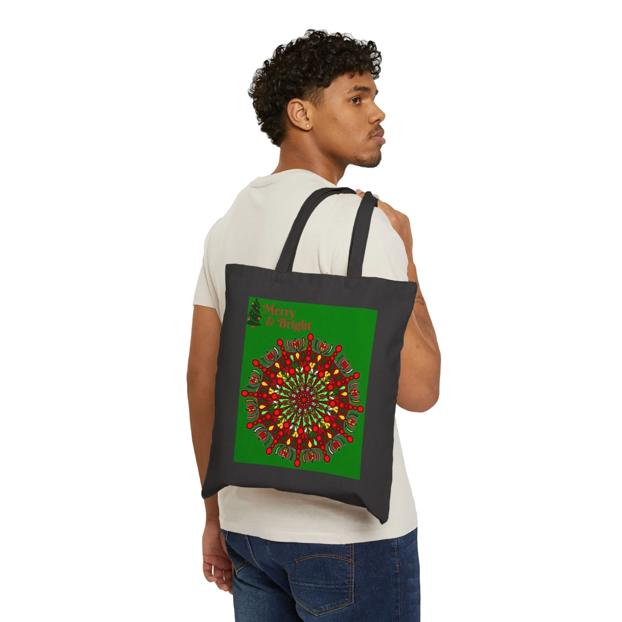 Handmade Mandala Design Christmas Tote Bag - Spread Joy & Cheer