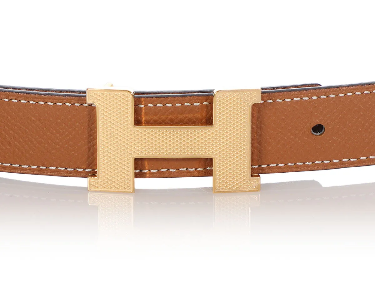 Hermès Gold and Noir Mini Constance Guillochée Reversible Belt Kit 24mm