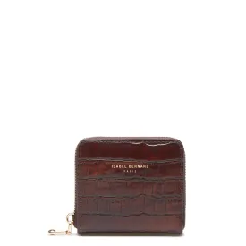 Honoré Jules croco brown calfskin leather zipper wallet