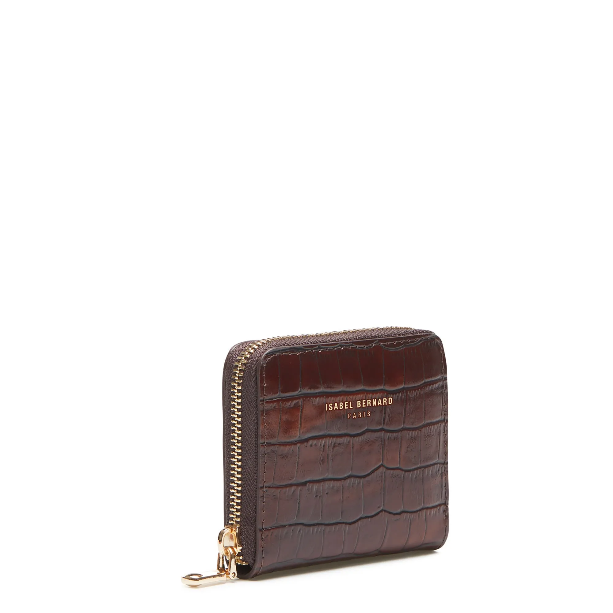 Honoré Jules croco brown calfskin leather zipper wallet