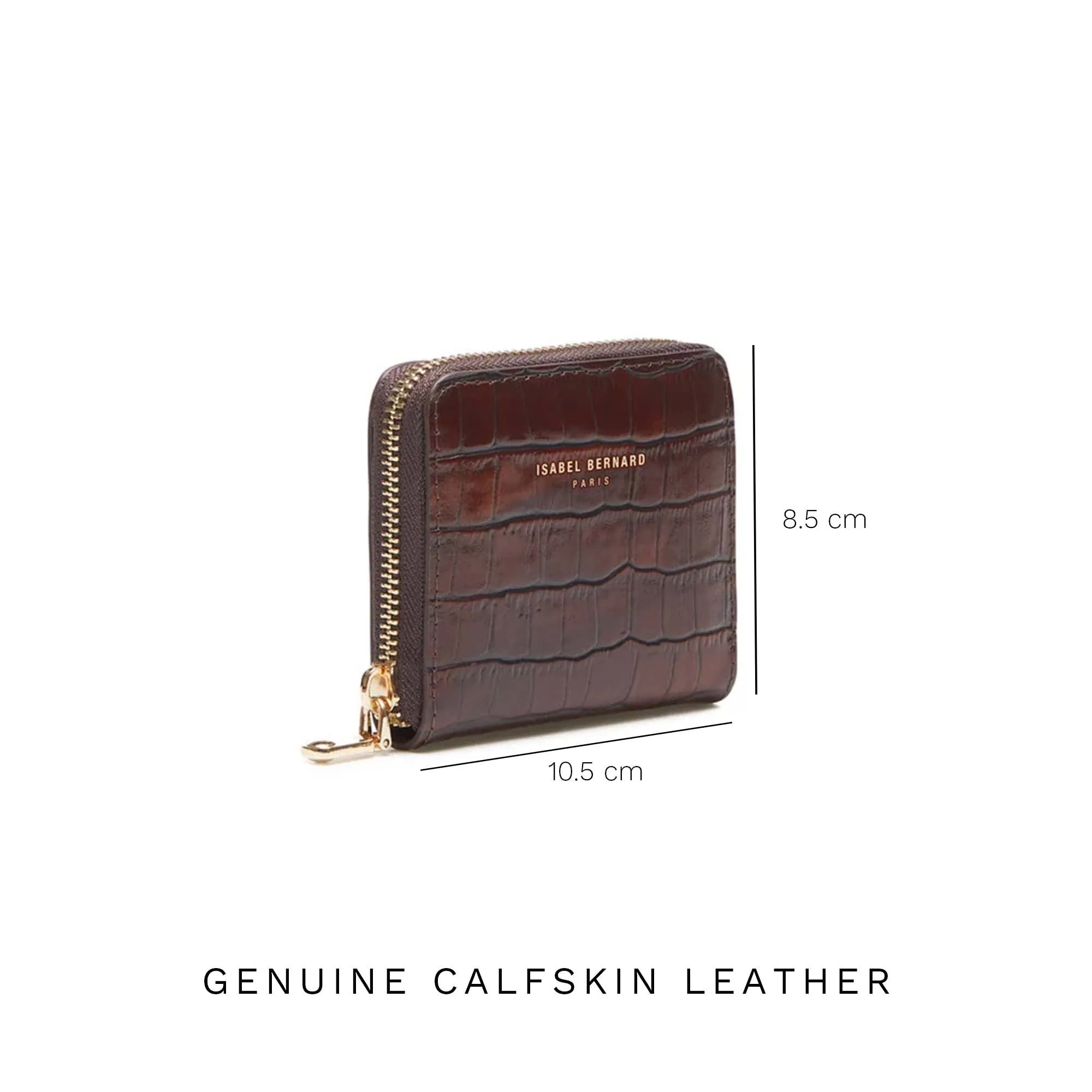 Honoré Jules croco brown calfskin leather zipper wallet