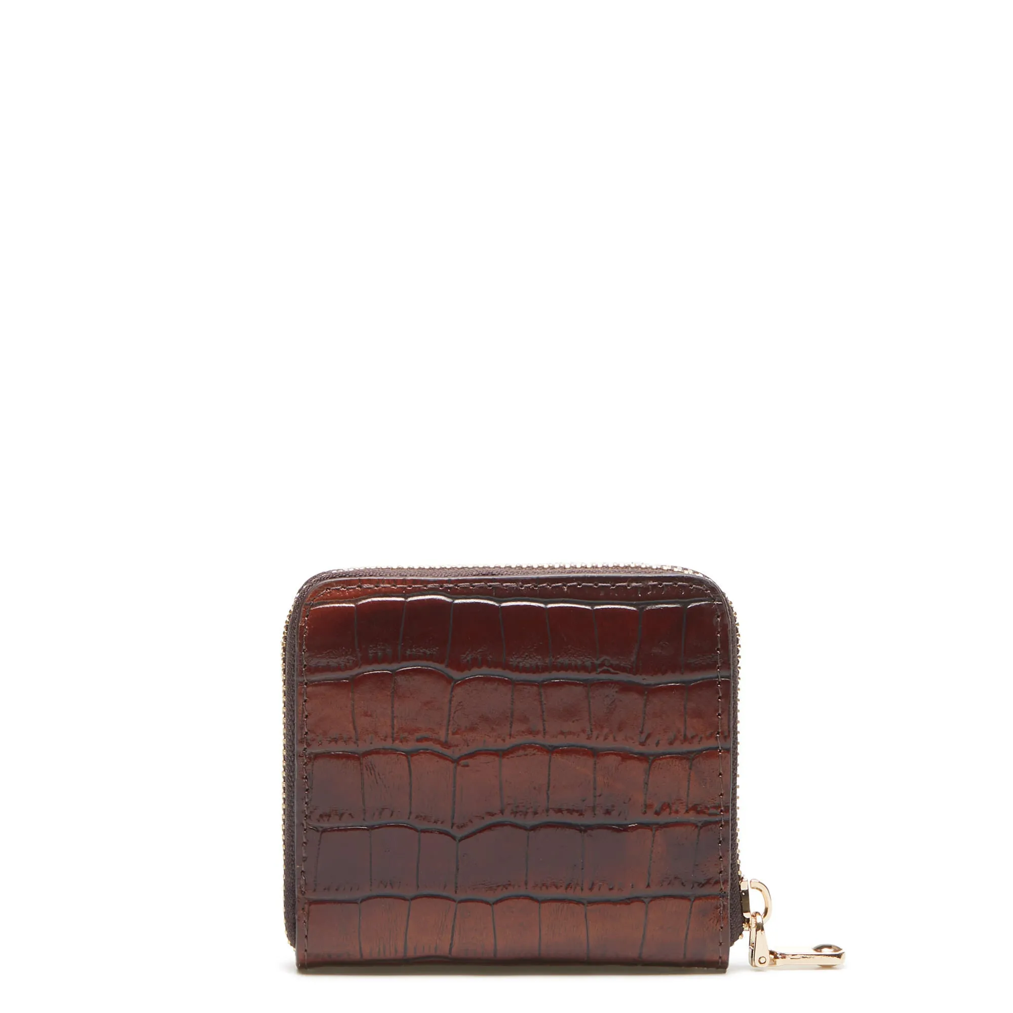 Honoré Jules croco brown calfskin leather zipper wallet