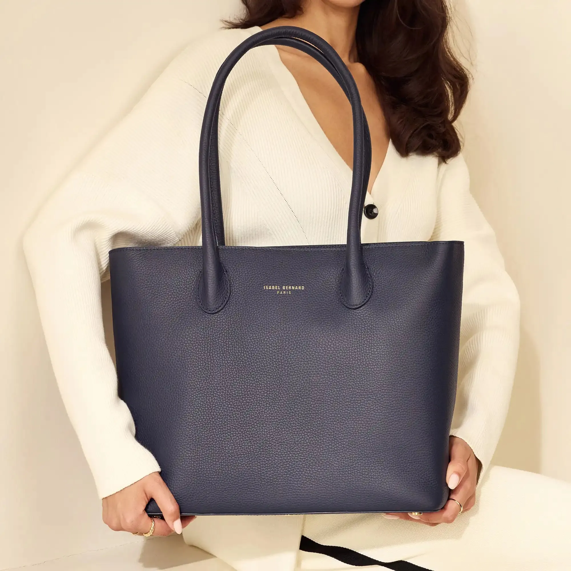 Honoré Lysanne blue calfskin leather shopper