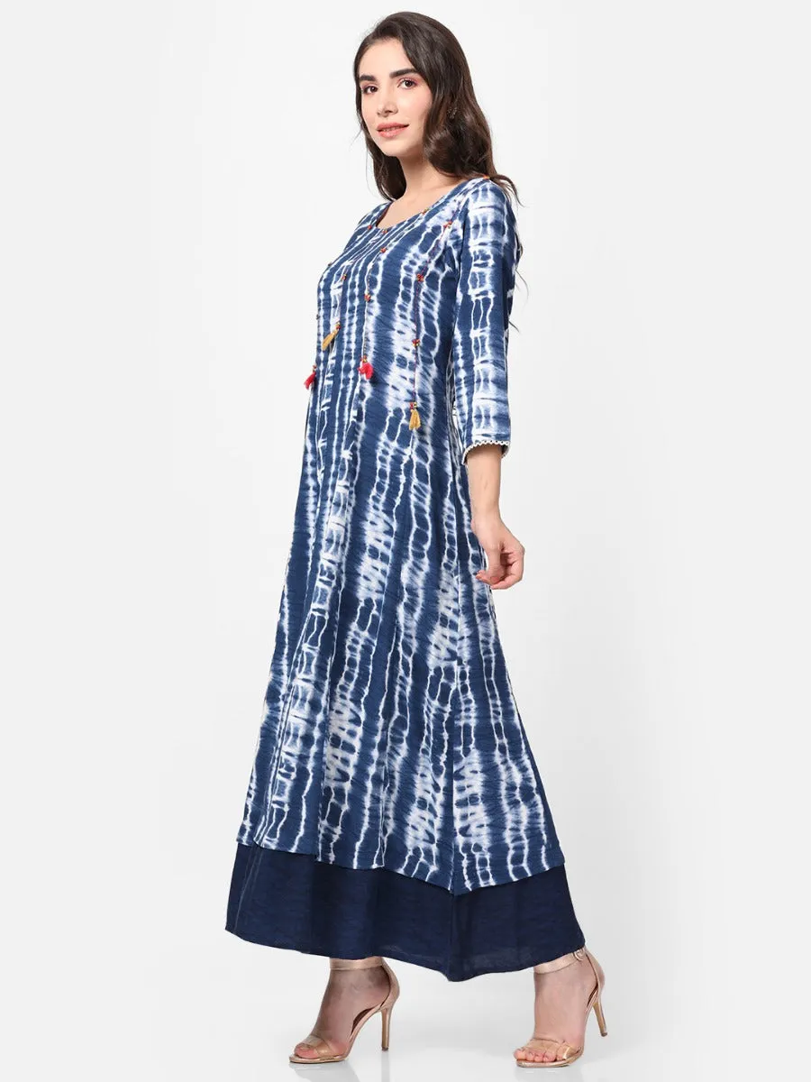 Indigo Stripe Printed Dress