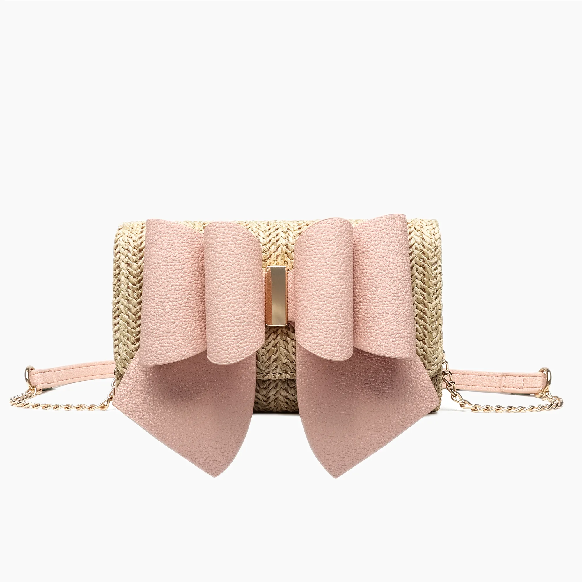 Instant Shipping! Bonnie Straw Crossbody Purse: Blush