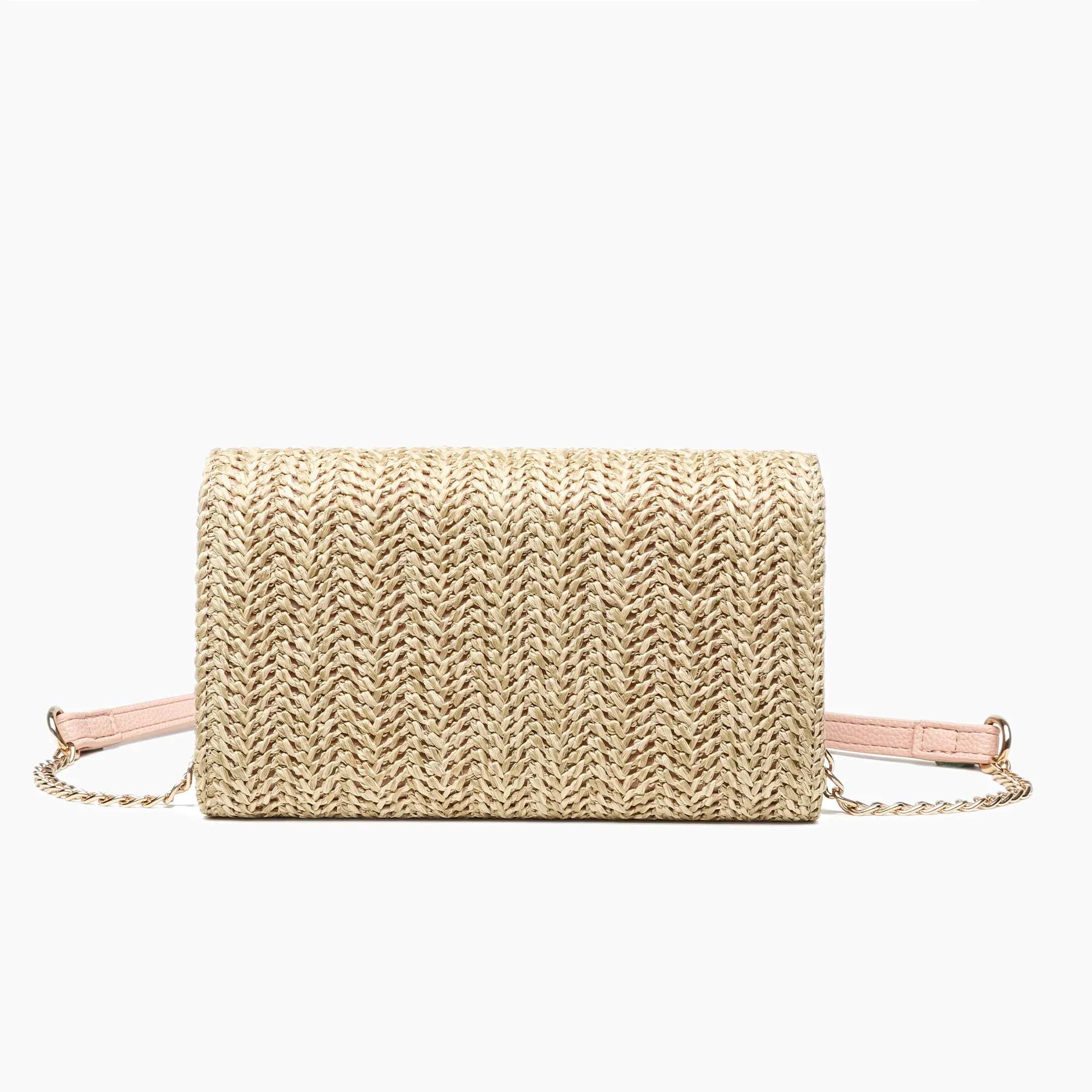 Instant Shipping! Bonnie Straw Crossbody Purse: Blush