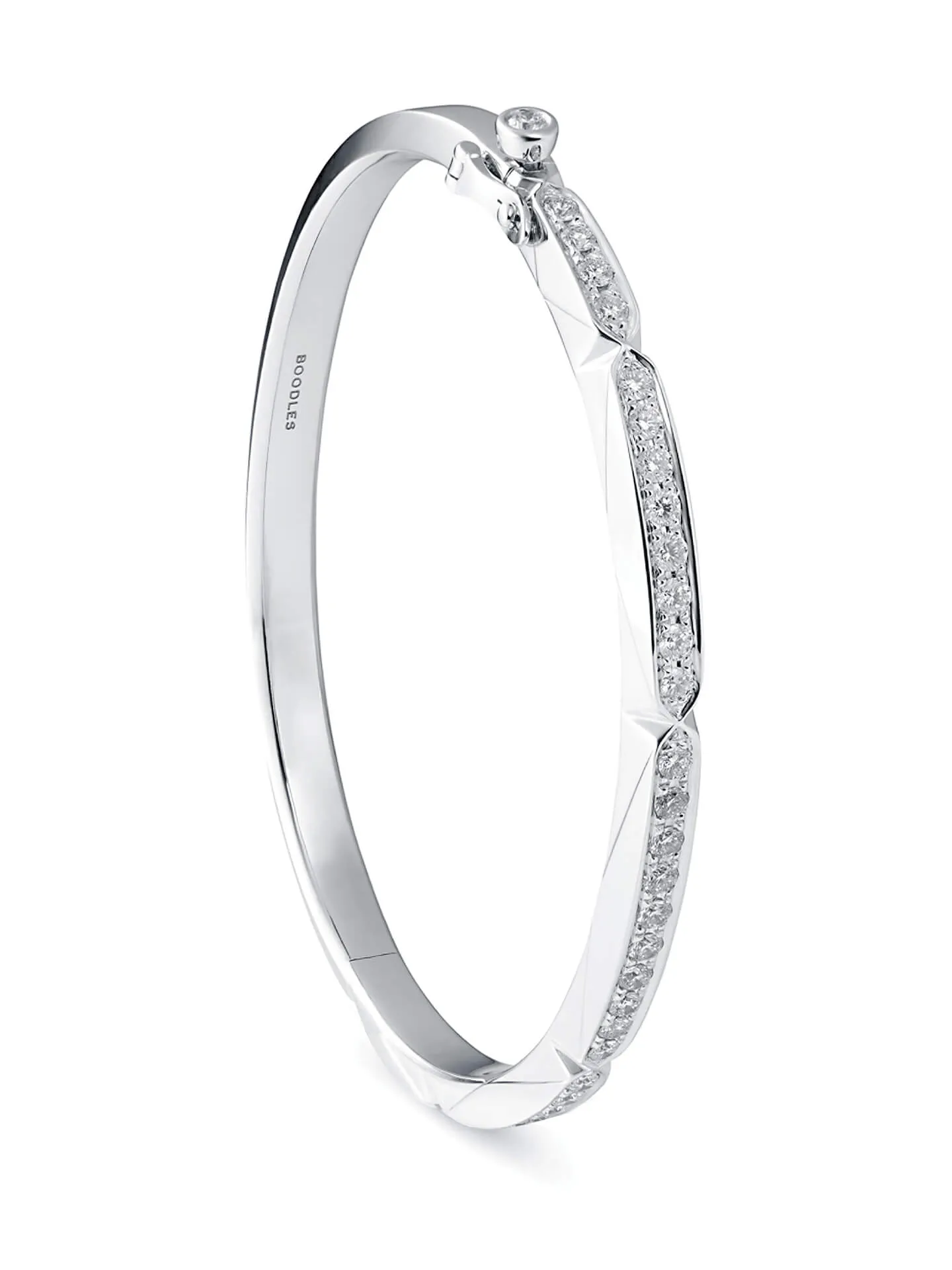 Jazz Large White Gold Diamond Bangle