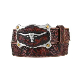 Justin Men's Classic Longhorn Belt Brown