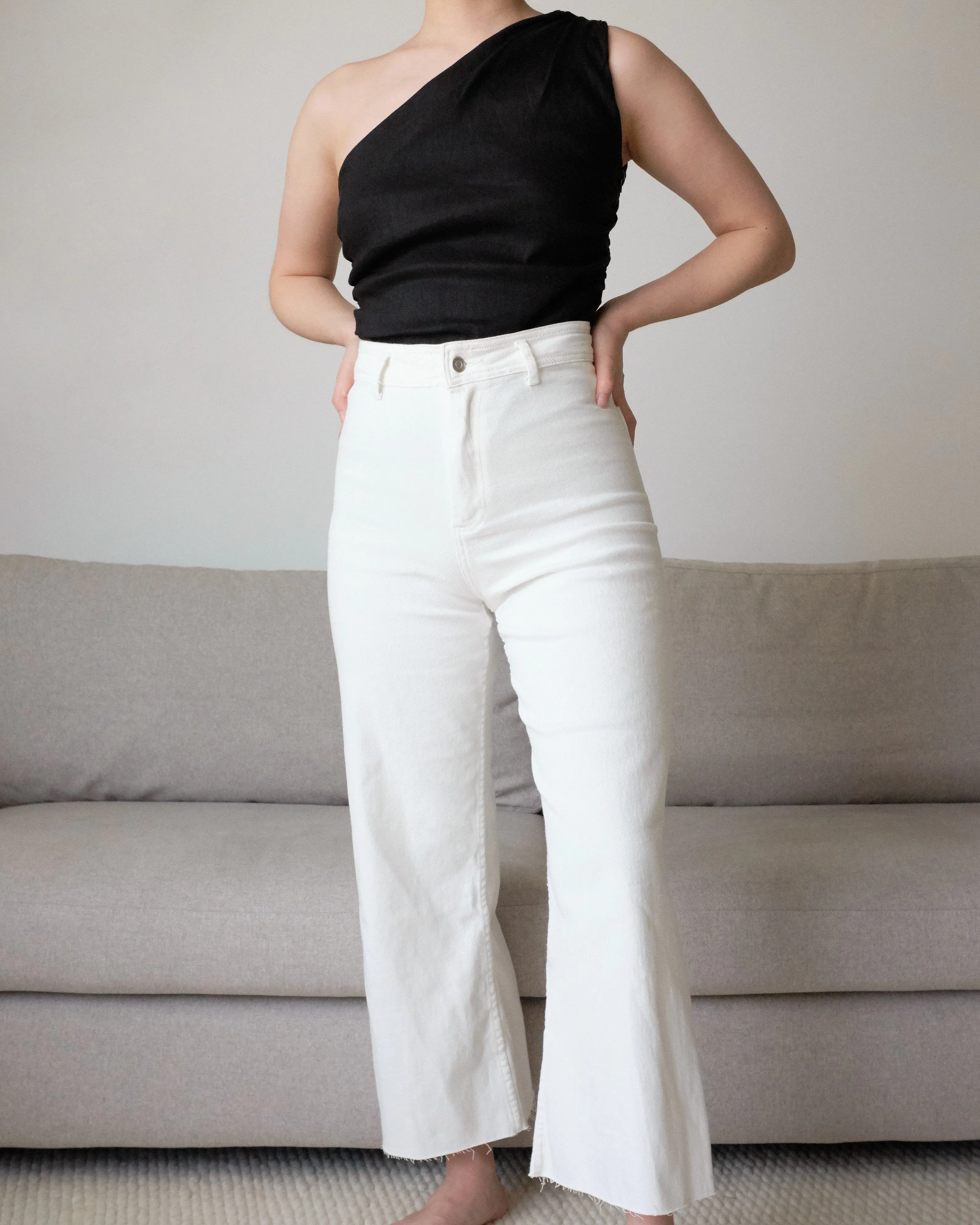 Laurie One-Shoulder Linen Blouse