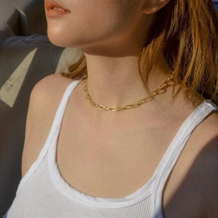 Modern Chain Paperclip Chic Gold Necklace