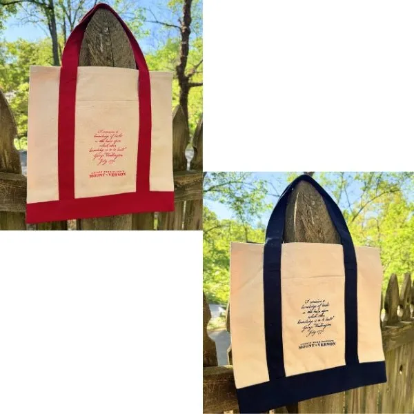 Navy Blue George Washington Book Tote - Navy or Red