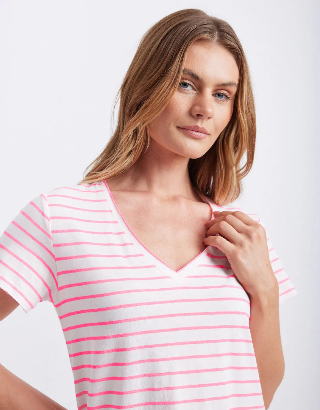 Neon Vee Tee - Neon Pink