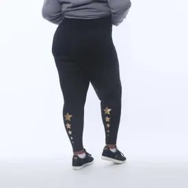 PLUS Size Parker Chic Black Leggings - Golden Stars