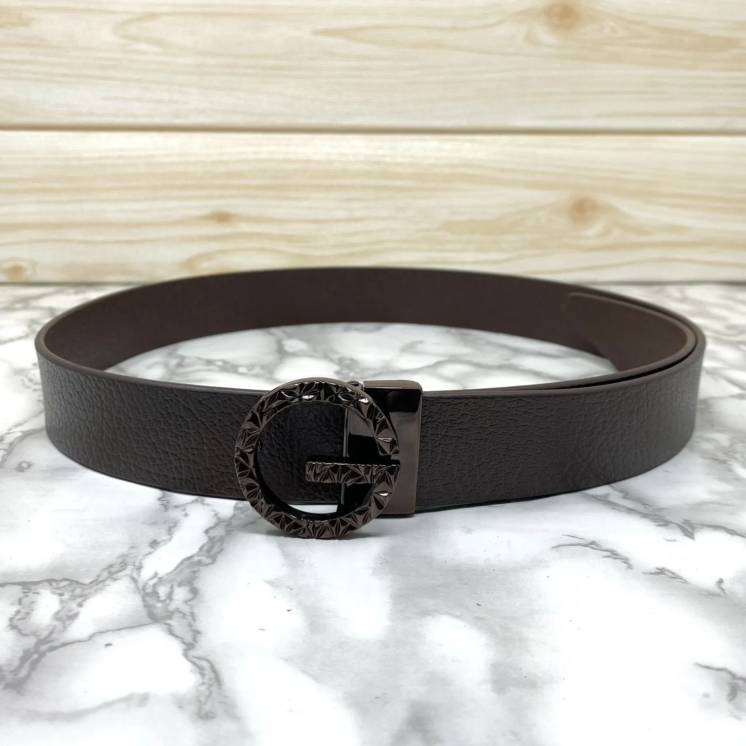 Premium Shiny G-letter Design Formal Leather Belt-JonasParamount