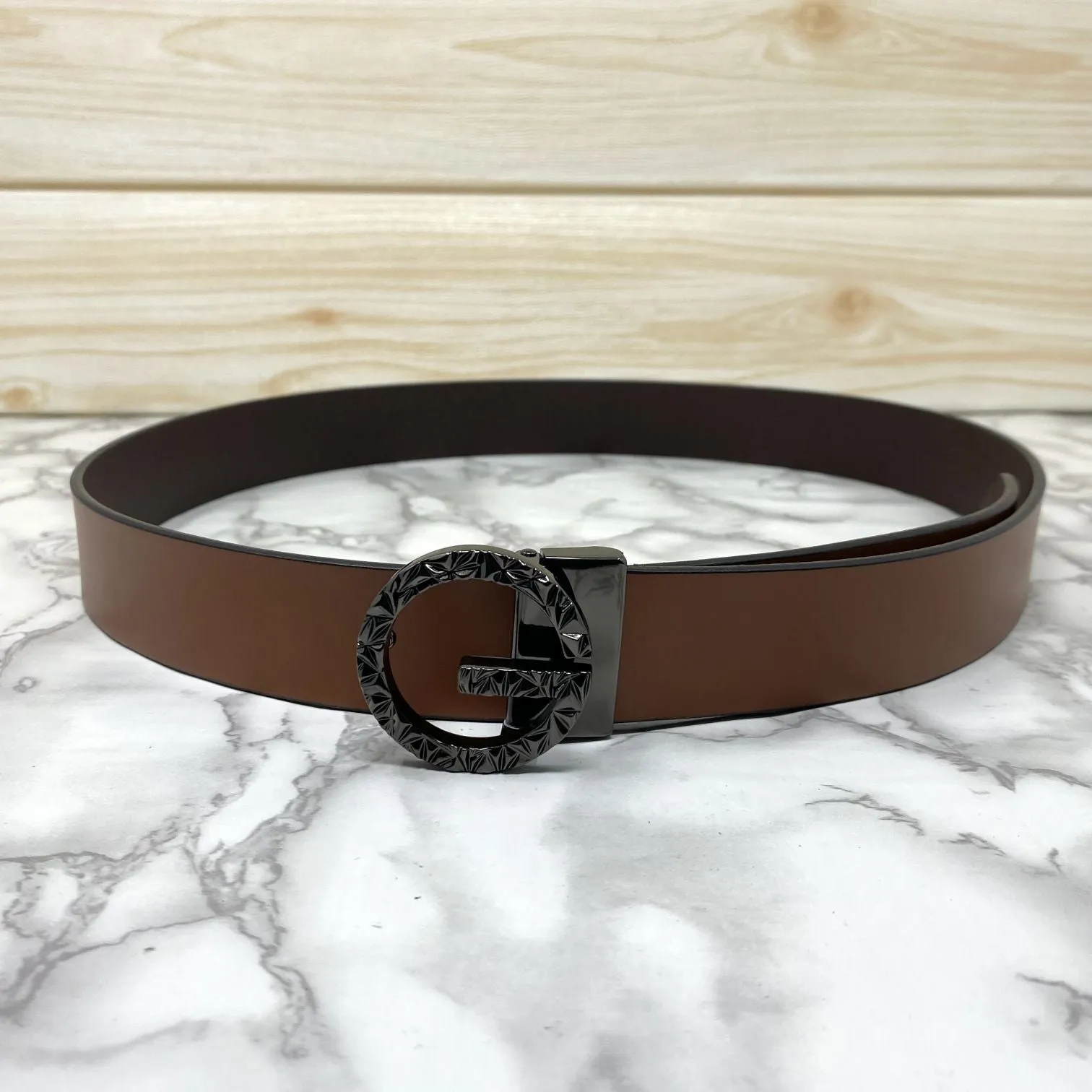 Premium Shiny G-letter Design Formal Leather Belt-JonasParamount