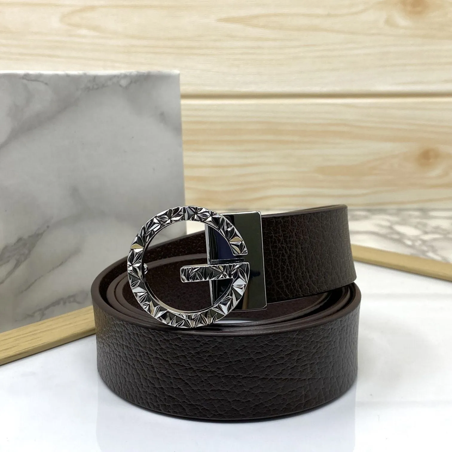 Premium Shiny G-letter Design Formal Leather Belt-JonasParamount