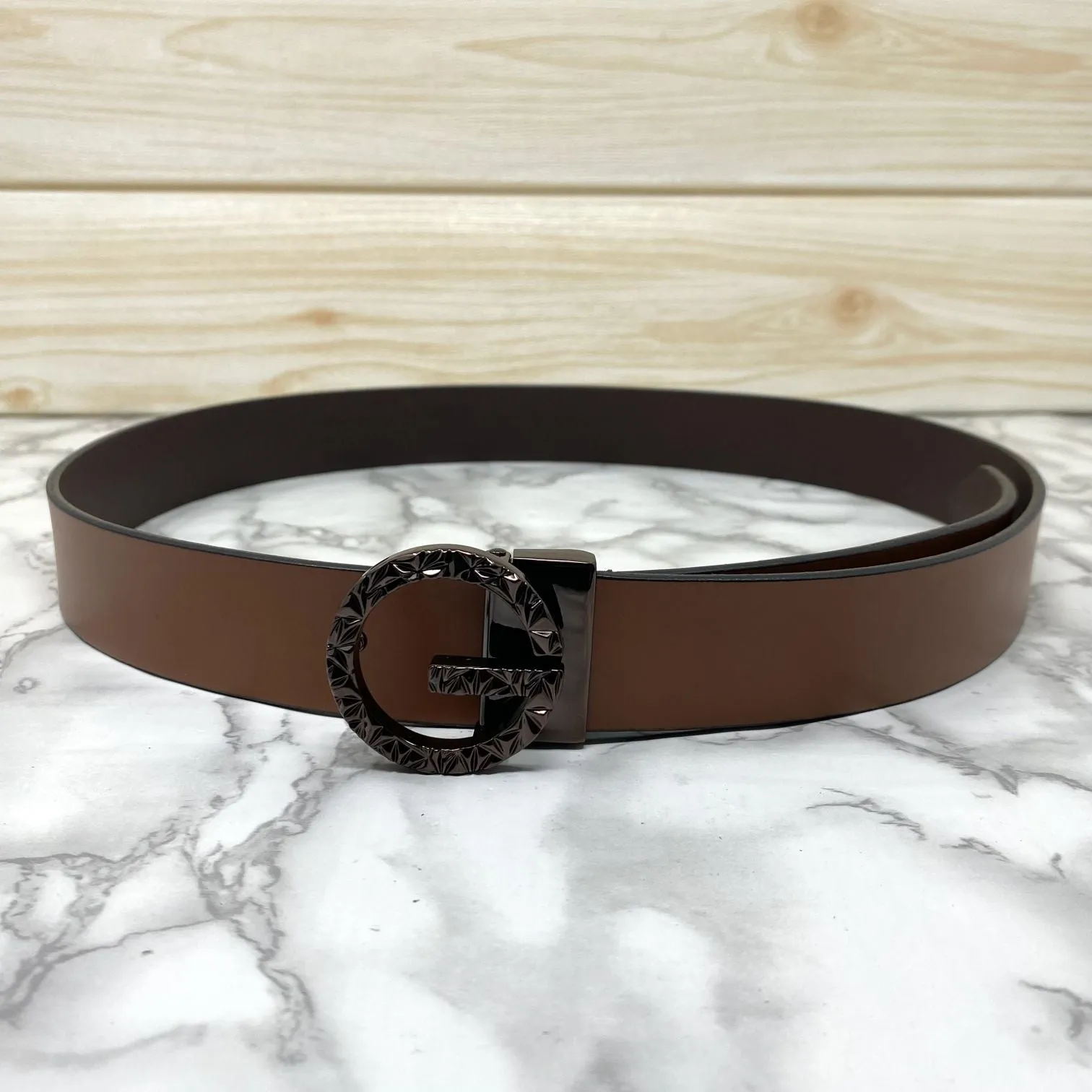 Premium Shiny G-letter Design Formal Leather Belt-JonasParamount