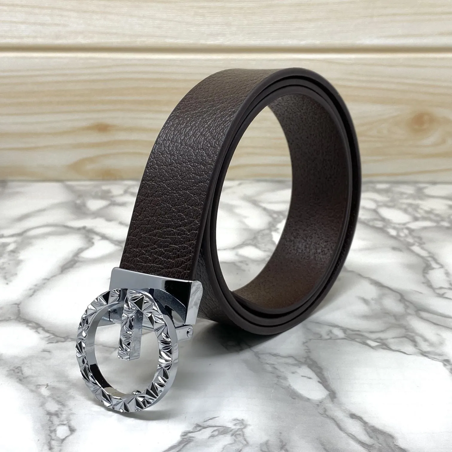 Premium Shiny G-letter Design Formal Leather Belt-JonasParamount