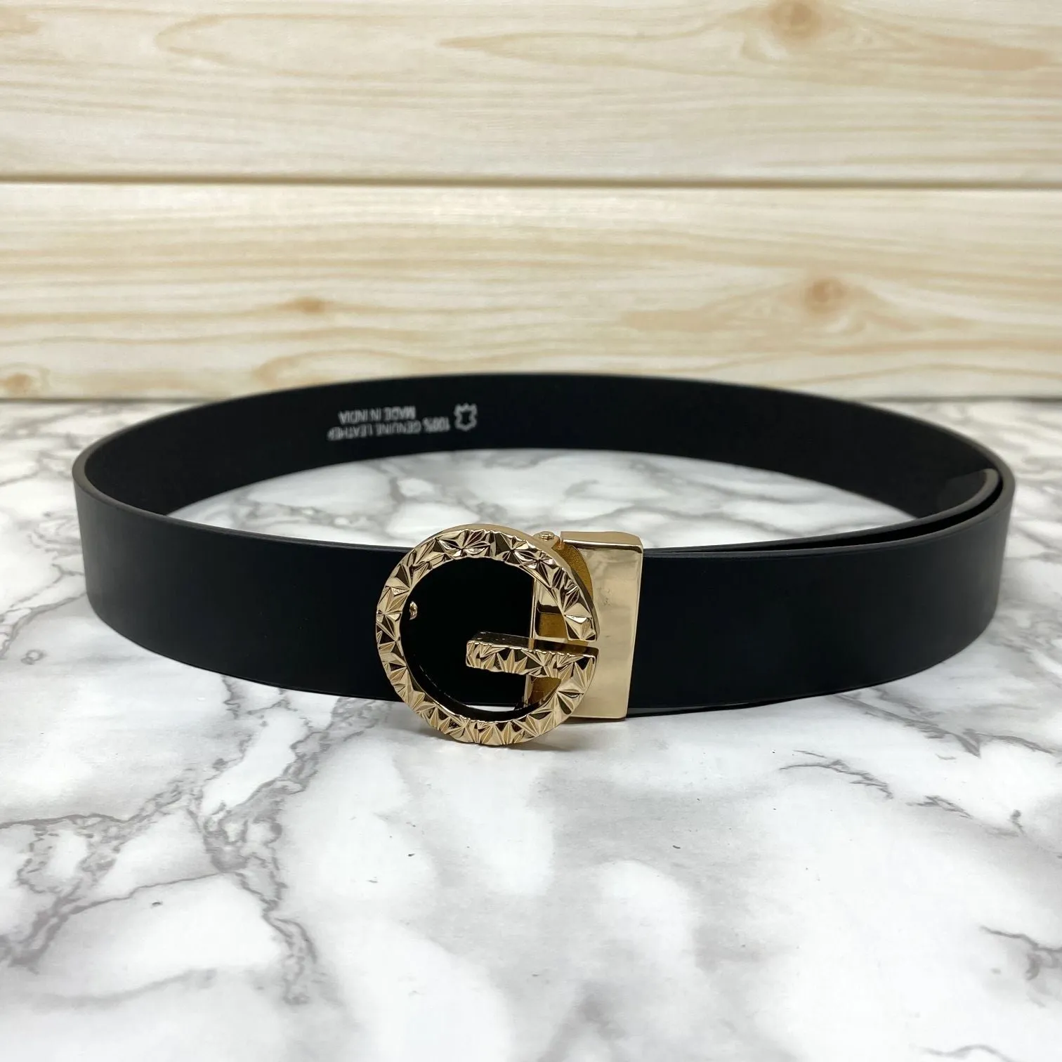 Premium Shiny G-letter Design Formal Leather Belt-JonasParamount