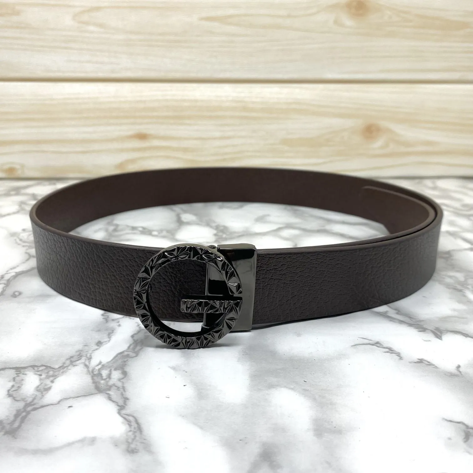 Premium Shiny G-letter Design Formal Leather Belt-JonasParamount