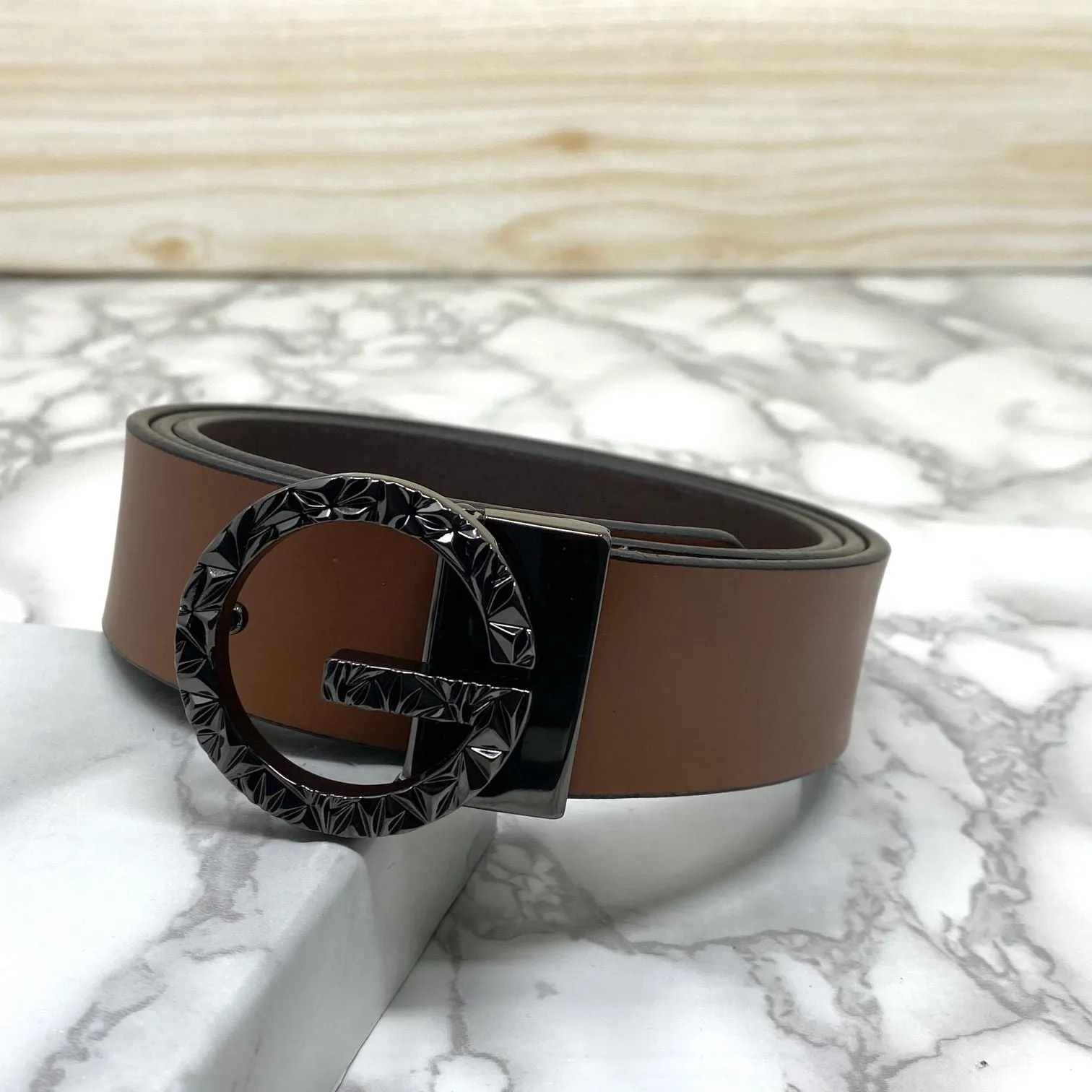 Premium Shiny G-letter Design Formal Leather Belt-JonasParamount