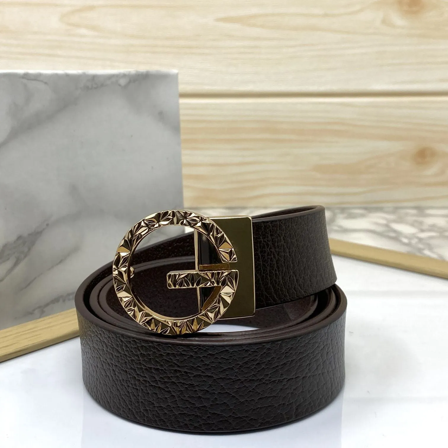 Premium Shiny G-letter Design Formal Leather Belt-JonasParamount