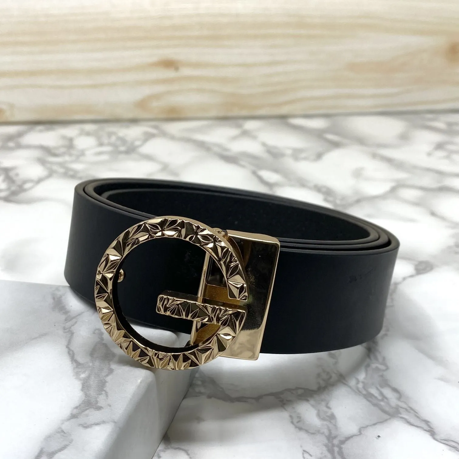 Premium Shiny G-letter Design Formal Leather Belt-JonasParamount