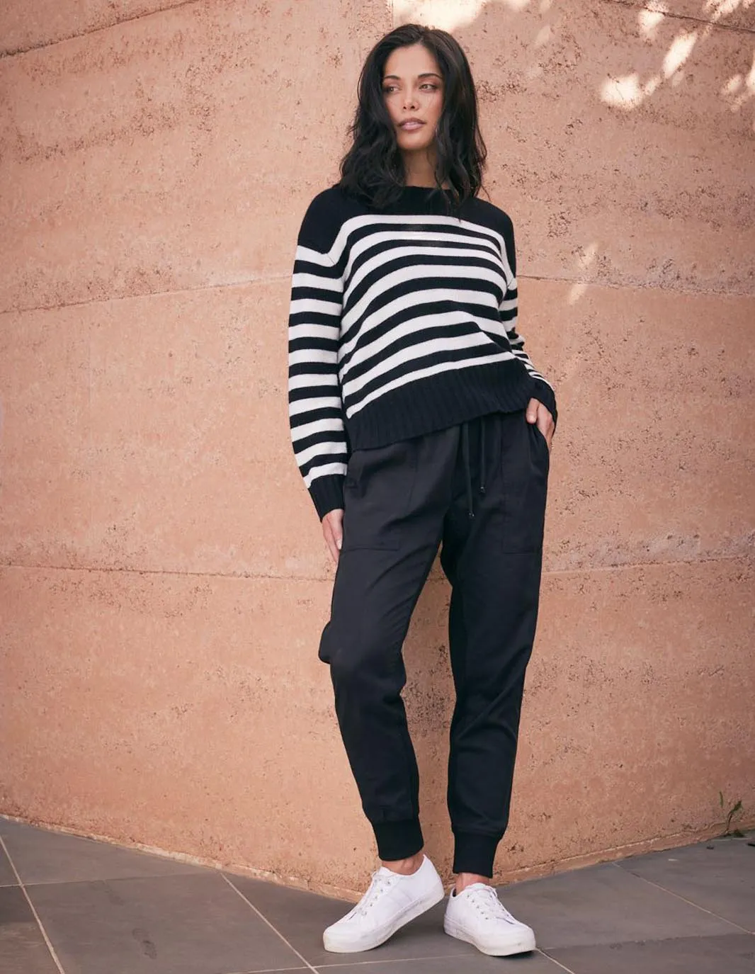 Saint-Germain Crew Knit Jumper - Black/White Stripe