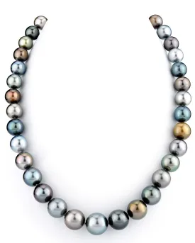 Silvery Multi-Color Tahitian Pearl Necklace, 10.0-12.0mm - AAAA Quality